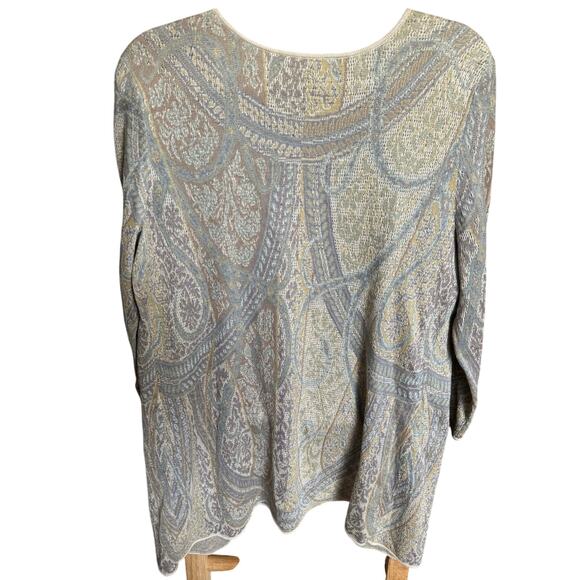 Peruvian Connection Kashmiri Open Front Cardigan Paisley Neutral Print Size Larg - Picture 4 of 11
